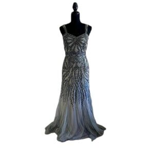 Elegant Silver Evening Gown